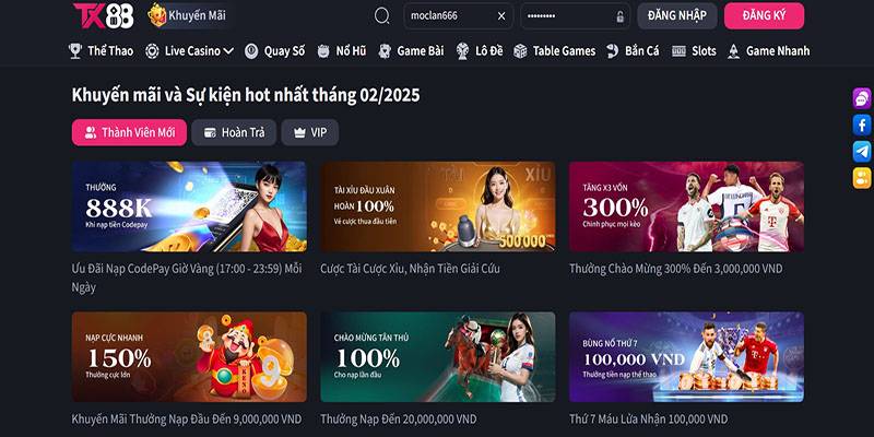 cách nhận khuyến mãi TX88