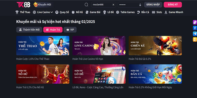 cách nhận khuyến mãi TX88