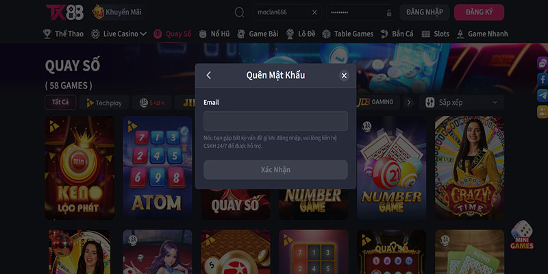 Quên Mật Khẩu TX88